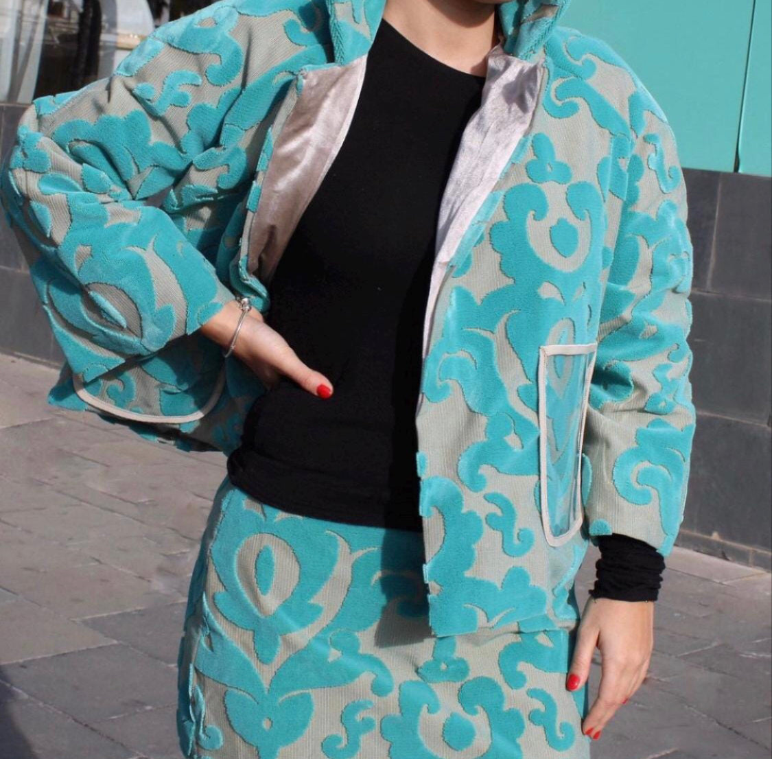 Aquamarine Handmade Raglan Jacket